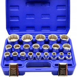 NASADKI SPLINE. KLUCZE ZESTAW NASADEK 12-KĄTNE 8-36MM 1/2 WALIZKA 21 EL