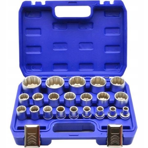 NASADKI SPLINE. KLUCZE ZESTAW NASADEK 12-KĄTNE 8-36MM 1/2 WALIZKA 21 EL