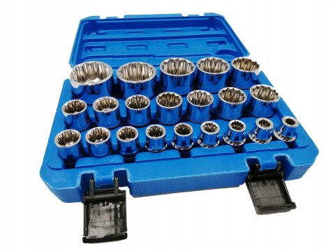 NASADKI SPLINE. KLUCZE ZESTAW NASADEK 12-KĄTNE 8-36MM 1/2 WALIZKA 21 EL