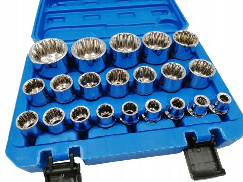 NASADKI SPLINE. KLUCZE ZESTAW NASADEK 12-KĄTNE 8-36MM 1/2 WALIZKA 21 EL