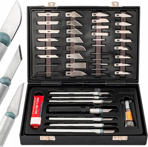 NÓŻ MODELARSKI SKALPEL NOŻYK NOŻYKI ZESTAW 56szt