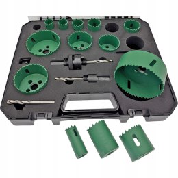 Zestaw otwornic Bi-Metal 16szt 19-82mm Do metalu drewna + Adapter