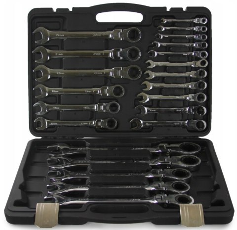 Klucz płasko-oczkowy Falon-Tech 22 el. 6-32 mm ze grzechotką