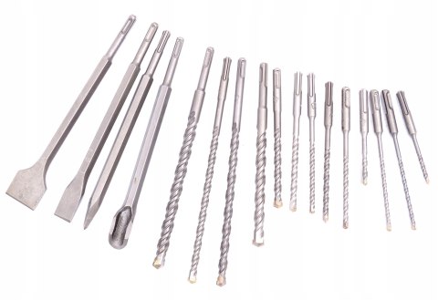 WIERTŁA DŁUTA DO BETONU SDS+ SDS Plus ZESTAW WIERTEŁ I DŁUT 17 ELEMENTÓW