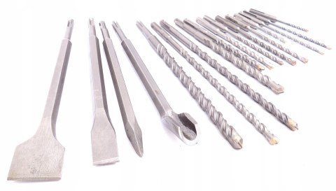 WIERTŁA DŁUTA DO BETONU SDS+ SDS Plus ZESTAW WIERTEŁ I DŁUT 17 ELEMENTÓW