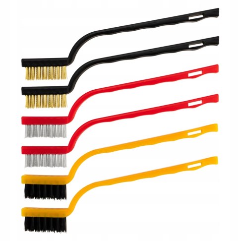 Zestaw szczotek żelaznych, mosiężnych, nylonowych 17 cm 6 szt.