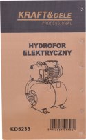 Pompa zestaw hydroforowy Kraft&Dele 1300 W 6000 l/h