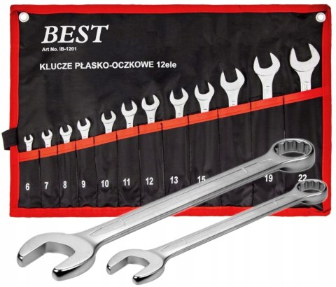 12 el KLUCZE PŁASKO OCZKOWE 6-22 mm KLUCZ PŁASKIE 12 el KLUCZE PŁASKO OCZKOWE 6-22 mm KLUCZ PŁASKIE