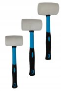 MŁOTKI GUMOWE BIAŁE FIBERGLASS ZESTAW DO KOSTKI BRUKARSKI BLACHARSKI 3SZT