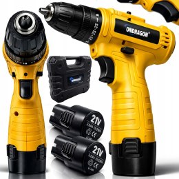 WKRĘTARKA WIERTARKA AKUMULATOROWA 2xAKU LED WALIZKA ZESTAW 21V MOCNA