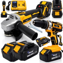 ZESTAW NARZĘDZI AKU 2X 36V 2w1 WKRĘTARKA + SZLIFIERKA AKUMULATOROWA MOCNA