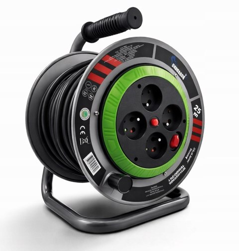 B PRZEDŁUŻACZ BĘBNOWY BUDOWLANY OGRODOWY 25M 3x2,5 KABEL NA BĘBNIE METALOWY