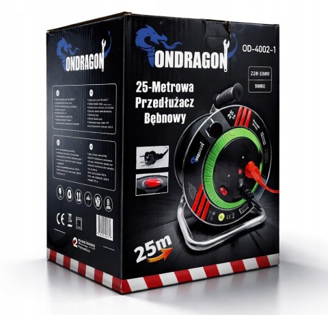 B PRZEDŁUŻACZ BĘBNOWY BUDOWLANY OGRODOWY 25M 3x2,5 KABEL NA BĘBNIE METALOWY