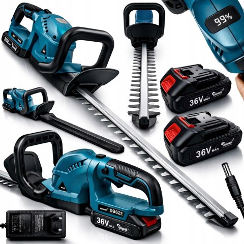 LCD NOŻYCE DO CIĘCIA ŻYWOPŁOTU NOŻYCE AKUMULATOROWE 51CM 2X AKU 36V 2Ah PRO