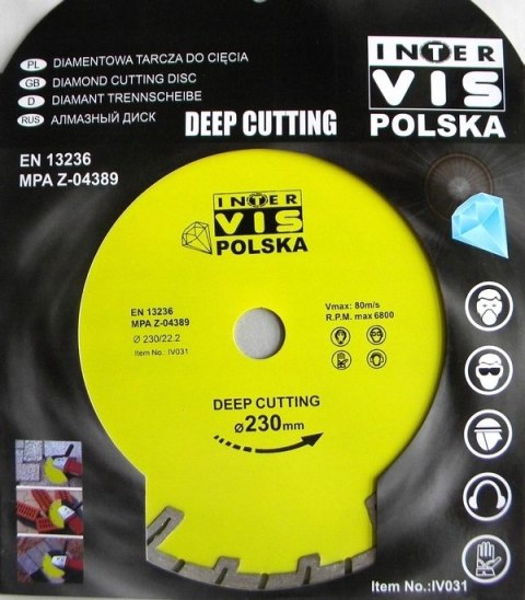 Tarcza diamentowa Inter-Vis IVDBDCUT230222Y 230x22,2mm
