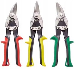 ZESTAW 3SZT NOŻYCE RĘCZNE DO BLACHY PROFILI LEWE PRAWE PROSTE STALOWE