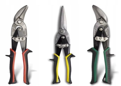 ZESTAW 3SZT NOŻYCE RĘCZNE DO BLACHY PROFILI LEWE PRAWE PROSTE STALOWE