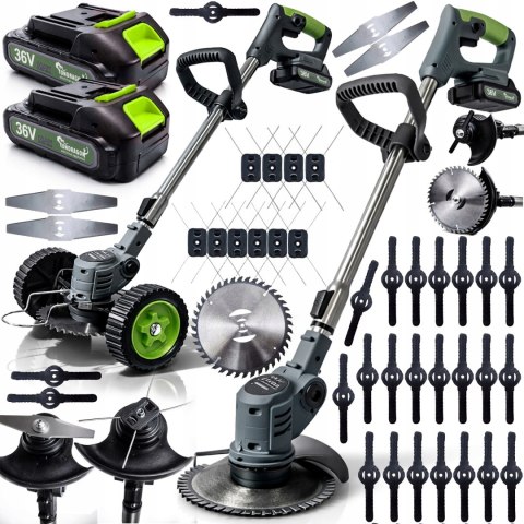 XXXL PODKASZARKA AKUMULATOROWA KOSA OGRODOWA WYKASZARKA NA KOŁACH 36V 2xAKU