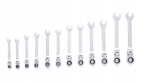 Klucz płasko-oczkowy Kraft&Dele z grzechotką łamaną 12 szt. 8-19 mm