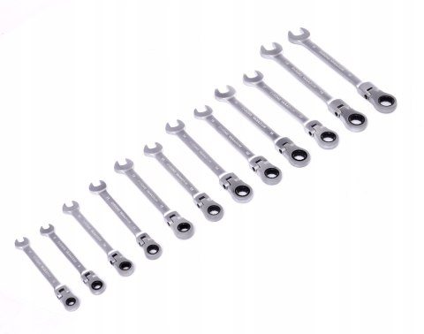 Klucz płasko-oczkowy Kraft&Dele z grzechotką łamaną 12 szt. 8-19 mm