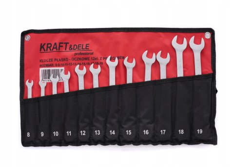 Klucz płasko-oczkowy Kraft&Dele z grzechotką łamaną 12 szt. 8-19 mm