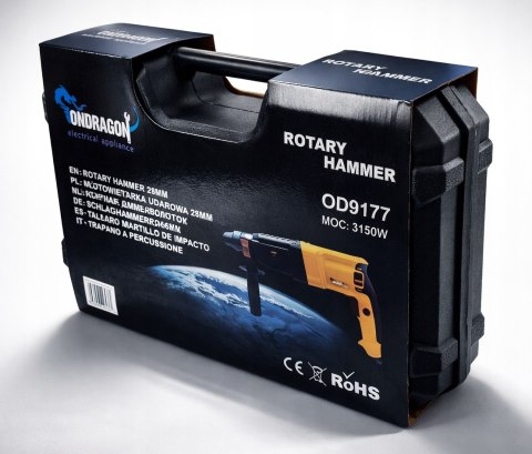 MŁOTOWIERTARKA WIERTARKA Z UDAREM MŁOT UDAROWY ZESTAW SDS + PLUS MOC 3150W