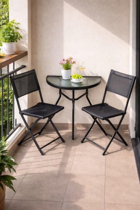 STÓŁ STOLIK OGRODOWY PÓŁOKRĄGŁY TARAS-OWY BALKON-OWY OGRÓD SZKLANY BLAT