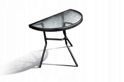 STÓŁ STOLIK OGRODOWY PÓŁOKRĄGŁY TARAS-OWY BALKON-OWY OGRÓD SZKLANY BLAT