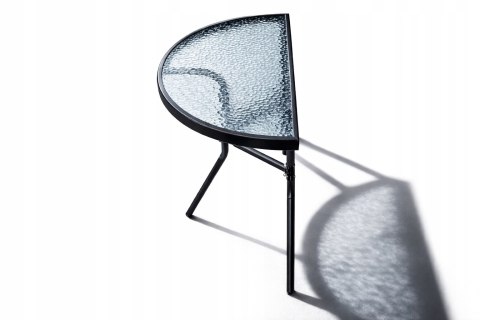 STÓŁ STOLIK OGRODOWY PÓŁOKRĄGŁY TARAS-OWY BALKON-OWY OGRÓD SZKLANY BLAT