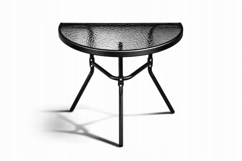 STÓŁ STOLIK OGRODOWY PÓŁOKRĄGŁY TARAS-OWY BALKON-OWY OGRÓD SZKLANY BLAT