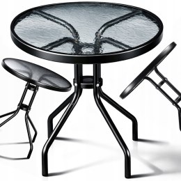 STÓŁ STOLIK OKRĄGŁY SZKLANY METAL OGRODOWY BALKON-OWY TARAS-OWY KAWOWY