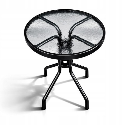 STÓŁ STOLIK OKRĄGŁY SZKLANY METAL OGRODOWY BALKON-OWY TARAS-OWY KAWOWY