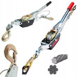 Wyciągarka ręczna linowa Falon-Tech 4000 kg 2 haki lina 6 mm 2,5 m