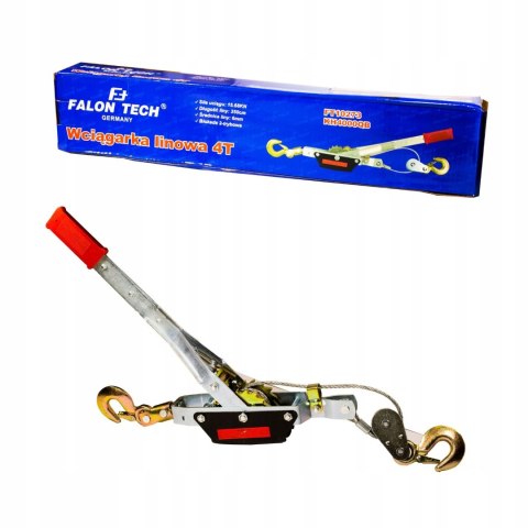 Wyciągarka ręczna linowa Falon-Tech 4000 kg 2 haki lina 6 mm 2,5 m