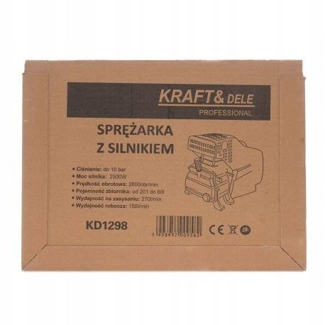 Kompresor bezolejowy Kraft&Dele KD1298 80 l 10 bar