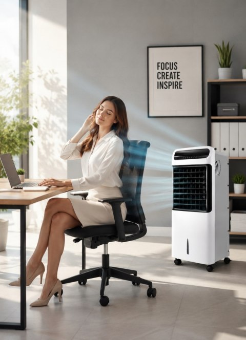 2w1 KLIMATYZATOR WODNY WENTYLATOR PODŁOGOWY OSCYLACJA KLIMATOR GRZEJNIK LCD