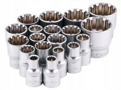 Zestaw kluczy nasadowych spline 19el. Falon-Tech FT1912