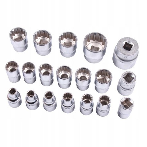 Klucz nasadowy Kraft&Dele 19 nasadek E-Torx 1/2'' 8-32 mm
