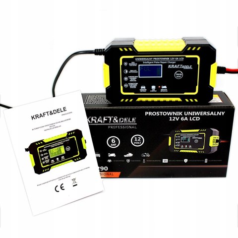 Prostownik akumulatorowy Kraft&Dele 12V 6A automatyczny LCD