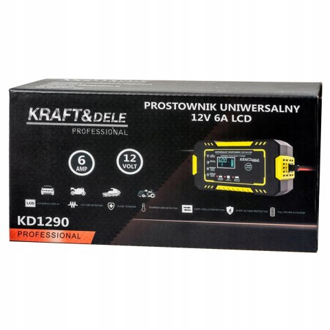 Prostownik akumulatorowy Kraft&Dele 12V 6A automatyczny LCD