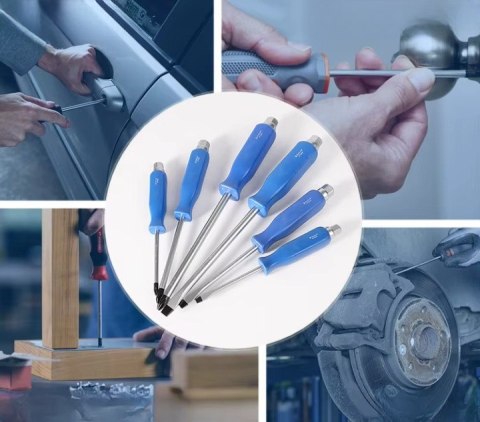 Wkrętak Elektromet zestaw 6 el. krzyżakowy i płaski do pobijania