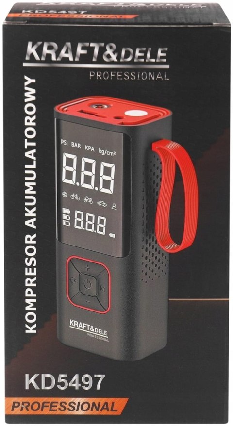 Kompresor akumulatorowy Kraft&Dele 10 bar 7800 mAh z latarką LED