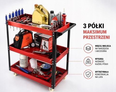 DUŻY WÓZEK WARSZTATOWY NARZĘDZIOWY SERWISOWY 3 PÓŁKI SZAFKA NARZĘDZIOWA moc