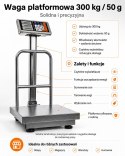 WAGA ELEKTRONICZNA MAGAZYNOWA SKLEPOWA PLATFORMOWA AKUMULATOR LCD 300KG