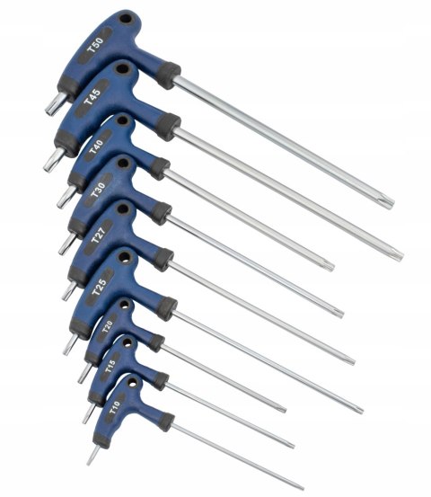 KLUCZE WKRĘTAKI MŁOTKI TORX TYP T ZESTAW T10-T50 9 el KLUCZE WKRĘTAKI MŁOTKI TORX TYP T ZESTAW T10-T50 9 el