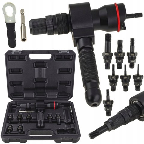 NITOWNICA DO NITONAKRĘTEK I NITÓW ADAPTER 3w1 NA WKRĘTARKĘ WIERTARKĘ 13 EL NITOWNICA DO NITONAKRĘTEK I NITÓW ADAPTER 3w1 NA WKRĘTARKĘ WIERTARKĘ 13 EL