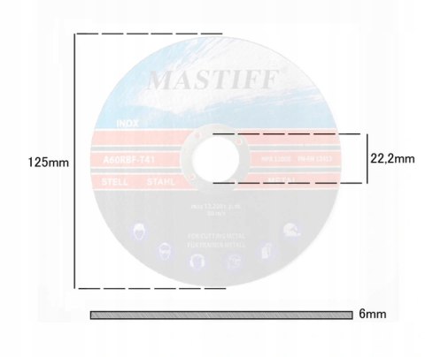 TARCZE DO SZLIFOWANIA METALU 125/6 mm MASTIFF TARCZE DO SZLIFOWANIA METALU 125/6 mm MASTIFF