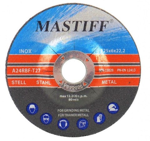 TARCZE DO SZLIFOWANIA METALU 125/6 mm MASTIFF TARCZE DO SZLIFOWANIA METALU 125/6 mm MASTIFF